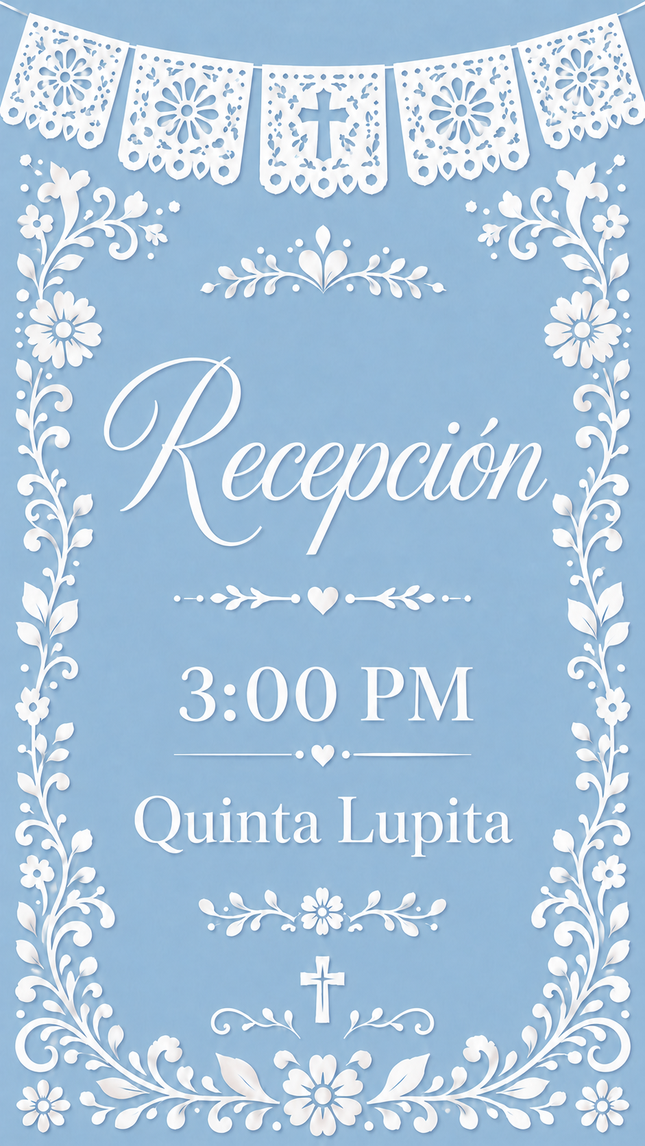 Recepción a las tres de la tarde en Quinta Lupita